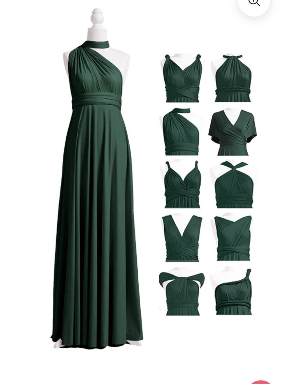 Convertible Evening Dress in Dark Green - Multiway Style